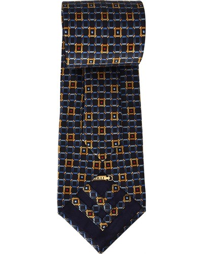 zilli 100% silk tie & pocket square, black w/yellow/blue/red