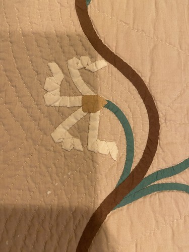 Vtg Quilt-1934 Ohio Signed Hand Appliqué Quilt With Abstract Pattern - Picture 14 of 24