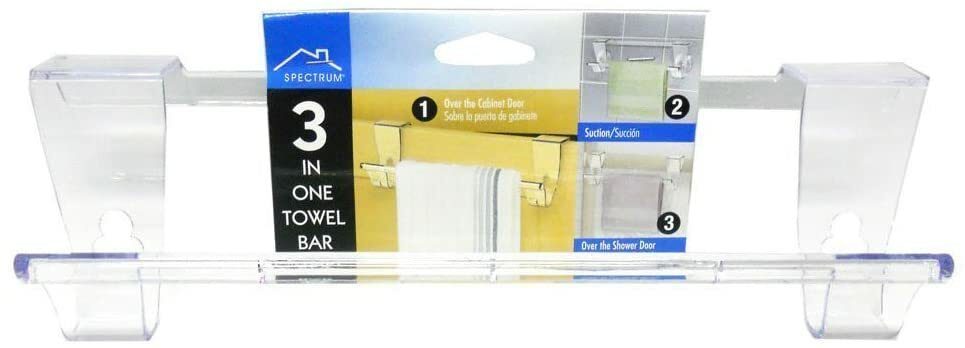 3 in 1 Over The Cabinet Door Shower Bath 11" Towel Rack Bar w/ Removable Suction