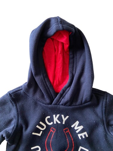 Lucky Brand Lucky Me Lucky You Hoodie Blue Sweatshirt Unisex Kids SZ 4T GUC Cute - Picture 3 of 8