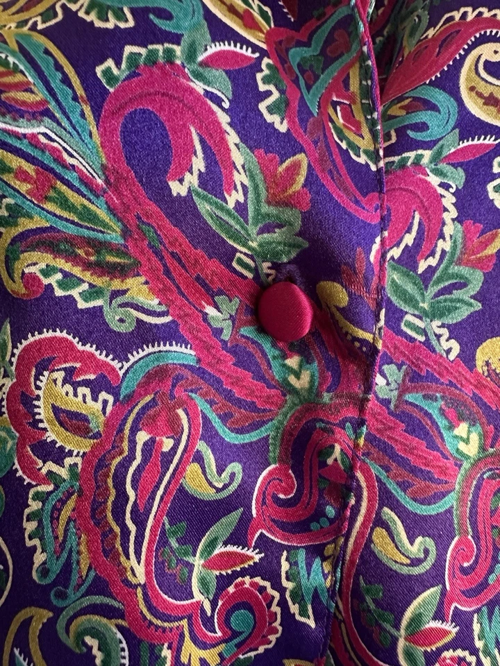 Camisa de dormir vintage cacique satinado cachemir vestido pequeño Foto 3 de 4