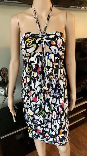 CHANEL VINTAGE CC LOGO PRINT HALTER 