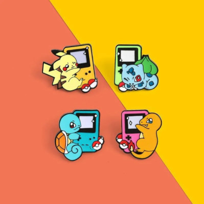 Gameboy Console Pokémon Enamel Pin - Pikachu - Bulbasaur - Squirtle - Charmander