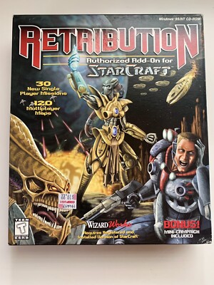 1998! Orig. Sealed StarCraft Retribution Expansion Addon PC Blizzard Big Box