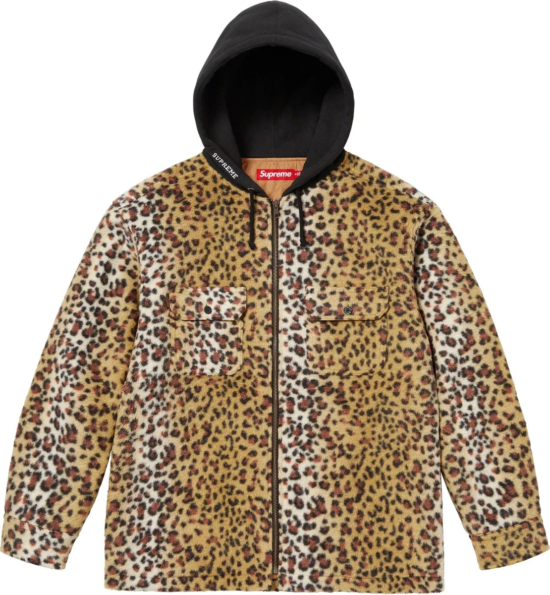 Supreme - Fleece Zip Up Hooded Shirt Jacket - Brown Leopard - XLarge - FW23  New