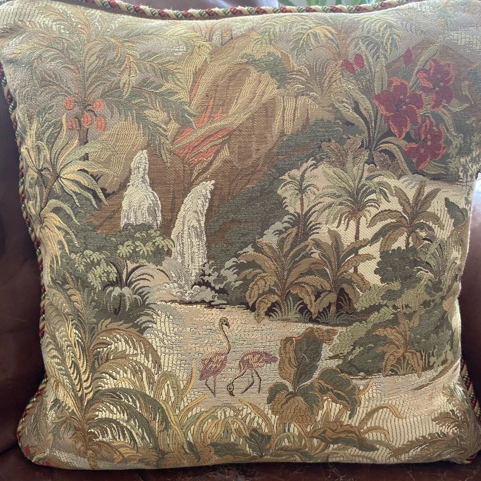 Travesseiro Flamingo Jungle Africa Safari Decor bordado 18”x18” - Imagem 4 de 4