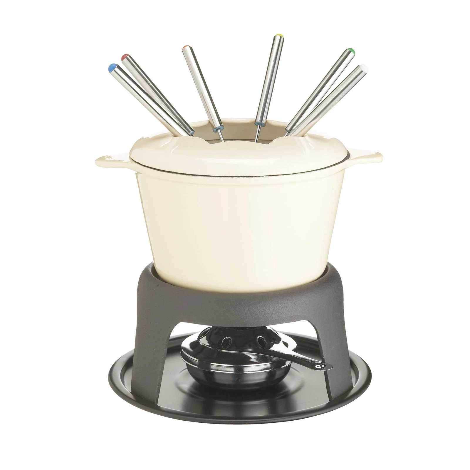 Kitchencraft Masterclass Iron Enamelled Fondue Set - Cream