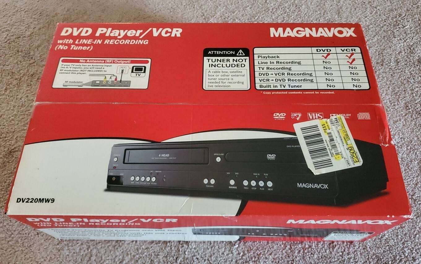 Magnavox DVD VHS Player 4 Head VCR Recorder Combo Player NEW In Box
