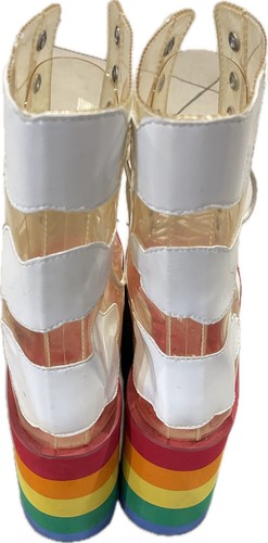 Current Mood Happy Daze Rainbow Clear Platforms Size 8M High Funky Retro Shoes - Picture 5 of 24