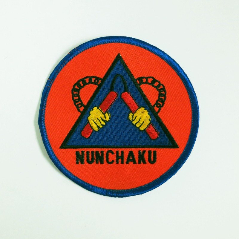 WLE Nunchaku Patch - Red/Blue/Yellow - Embroidery Style - Cotton