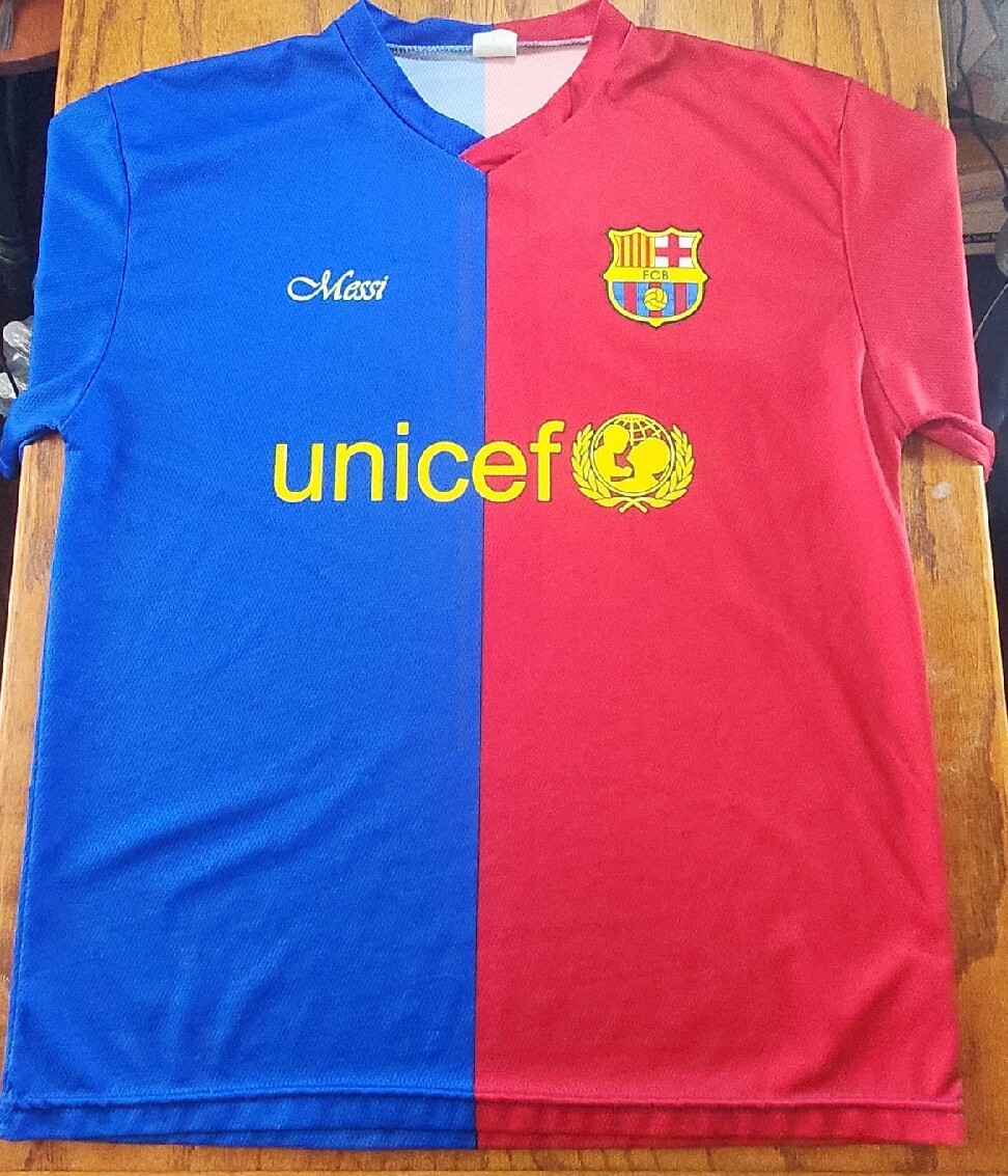 Lionel Messi 10 FCB Barcelona Sz L UNICEF Soccer Jersey