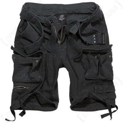 Brandit Savage Tough Durable 100% Cotton Cargo Belted Shorts - Black