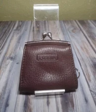 Vintage Fossil Kiss Lock Wallet Coin Change Purse Money Holder Leather Keyring 