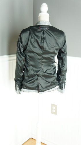 Zara Woman Blazer M One Button Gray Black Trim Long Sleeve Pockets - Picture 6 of 6