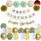 Happy Birthday Weiß Gold Geburtstag Party Deko Set Geburtstag Girlande