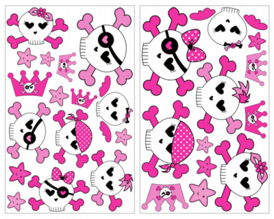 Samunshi 28-tlg Mädchen Totenköpfe Wandtattoo Set Kinderzimmer  3 Größen