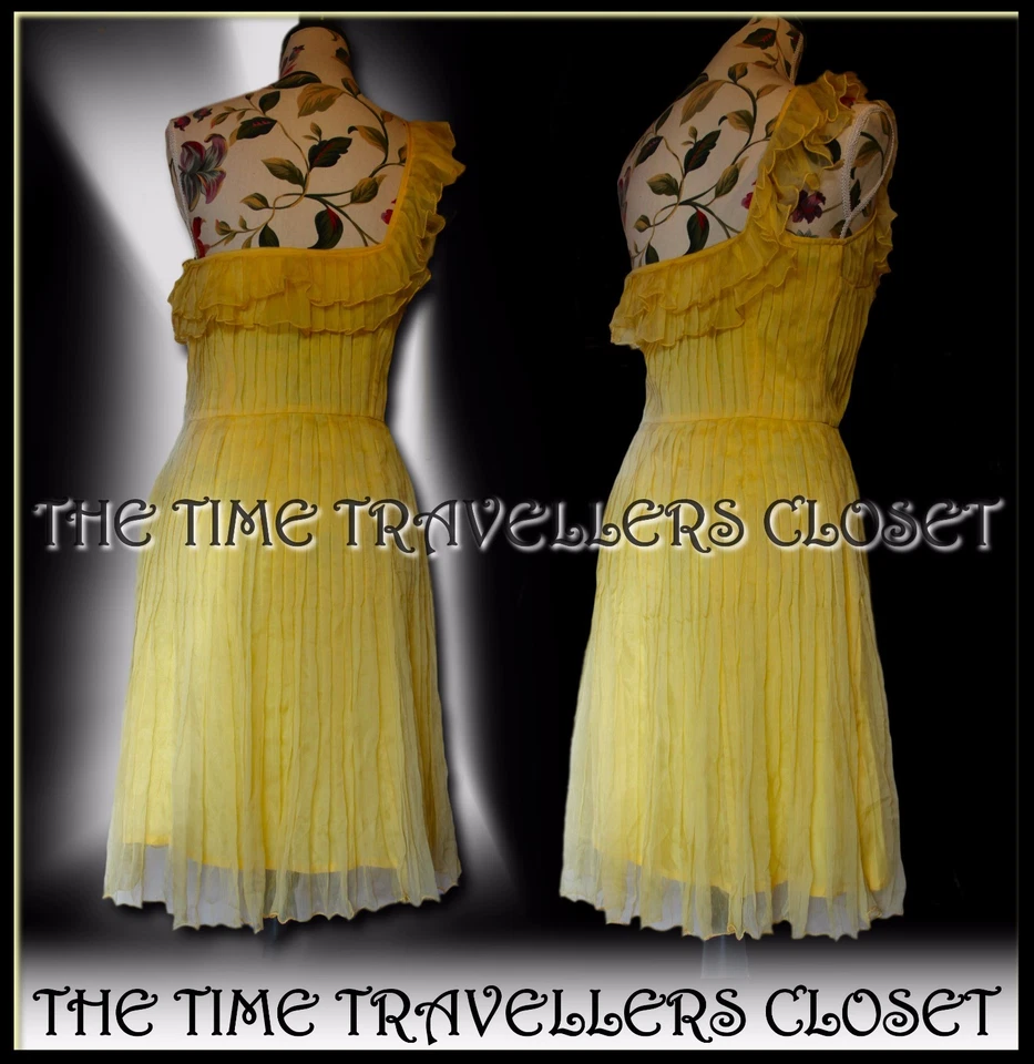 Nuevo con etiquetas Vestido Kate Moss Topshop Amarillo Chifón Griego con Volantes Un Hombro Reino Unido 12 40 Foto 2 de 3