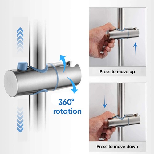 Shower Riser Rail Kit Slider Adjustable Chrome Head Holder Bracket Bathroom Set - Picture 6 of 15