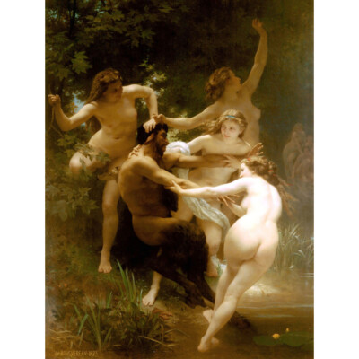 William Adolphe Bouguereau Nymphen Satyr Altmeister Kunst Gemälde Leinwand Kunstdruck