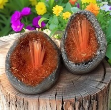 Rare Meteorite Goethite Orange Copper Ore Crystal Cluster Mineral Specimen 1Pc