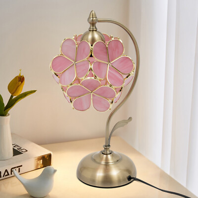 Bedroom Floral Shape Desk Light, Stained Glass Table Lamp 110V