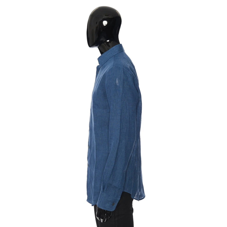 Camisa de manga larga ajustada azul real BRIONI 575$ - lino Foto 3 de 4