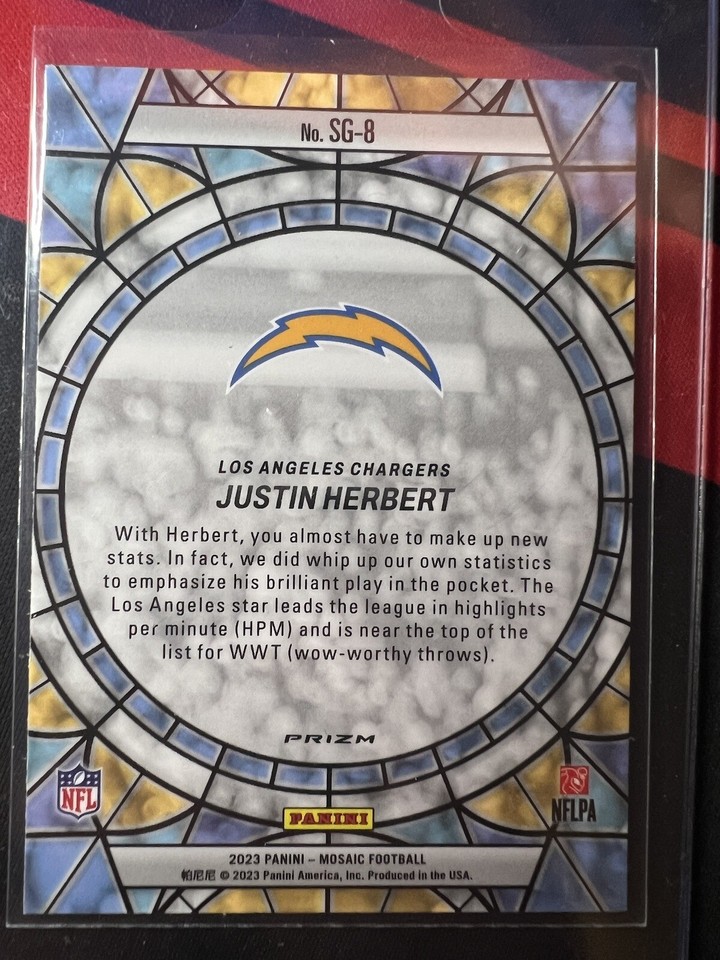 JUSTIN HERBERT 2023 Panini Mosaic SG8 STAINED GLASS PRIZM SSP CASE HIT eBay