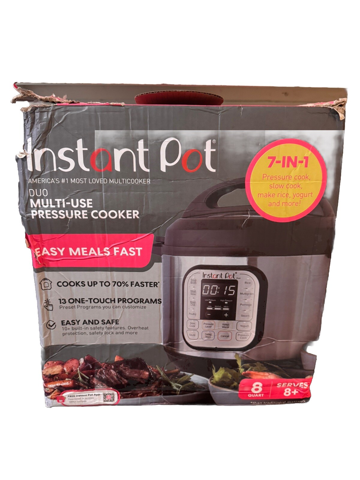 Instant Pot Duo 7-in-1 Electric Pressure Cooker - Stainless Steel/Black, 8Qt...-image