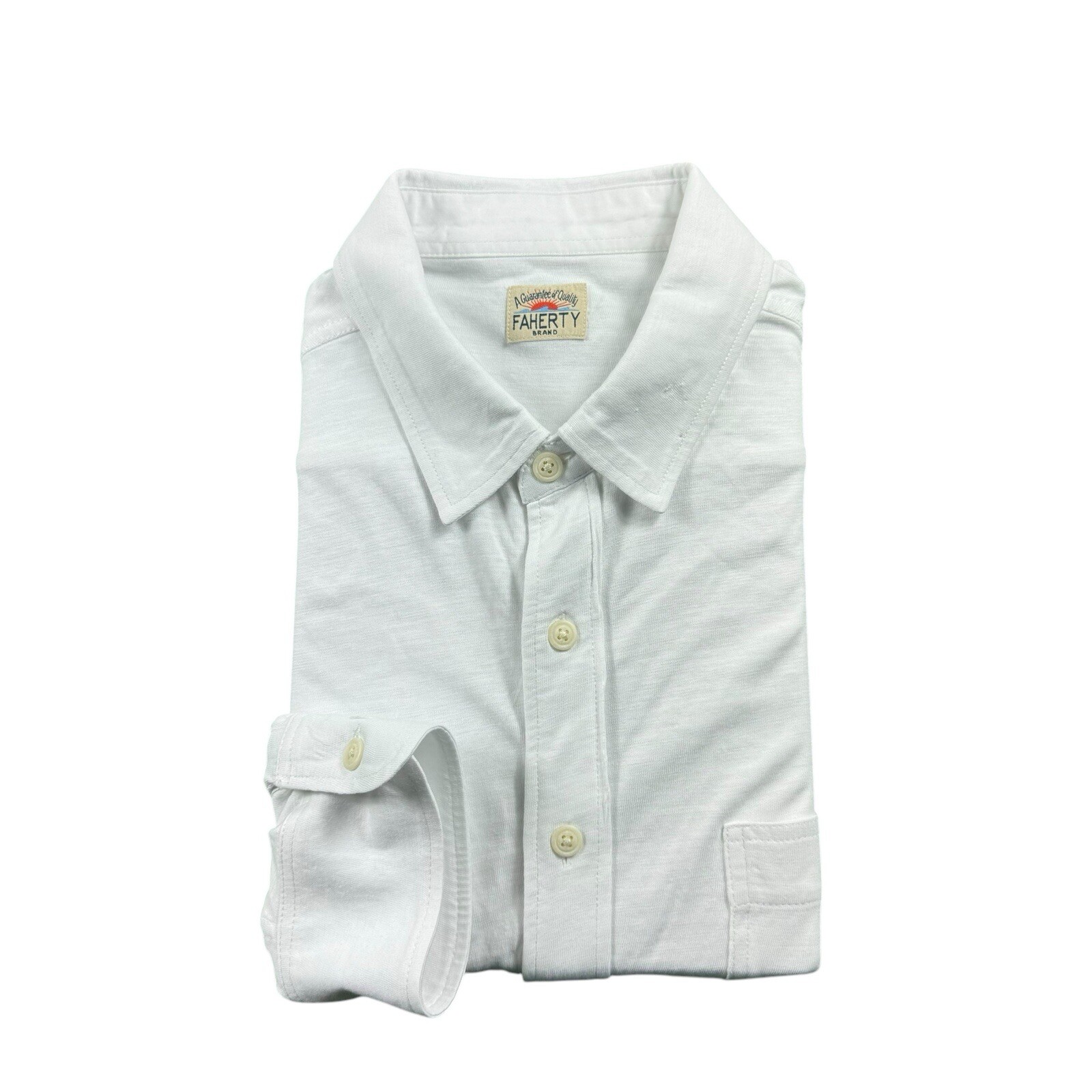 Faherty Solid White Dual Pocket Organic Cotton L/… - image 1
