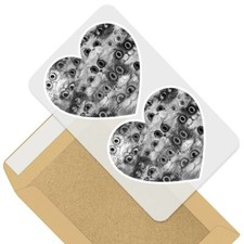 2 x Heart Stickers 10 cm - BW - Funny Cats Kittens Illustrations #43926
