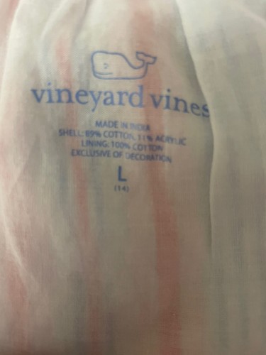 VINEYARD VINES ABACOS LINED STRIPED GIRLS SUMMER DRESS W Pockets RUFFLED HEM LG - Picture 3 of 3