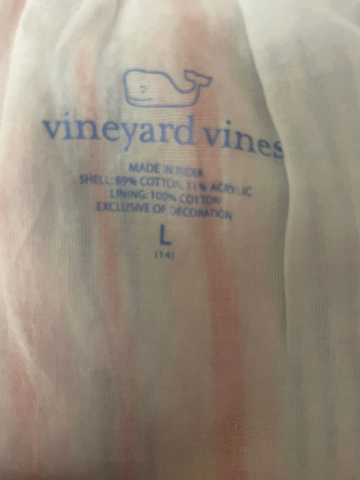 VESTIDO DE VERANO PARA NIÑAS A RAYAS FORRADO ÁBACOS VINEYARD VINES CON BOLSILLOS DOBLADILLO CON VOLANTES LG Foto 3 de 3