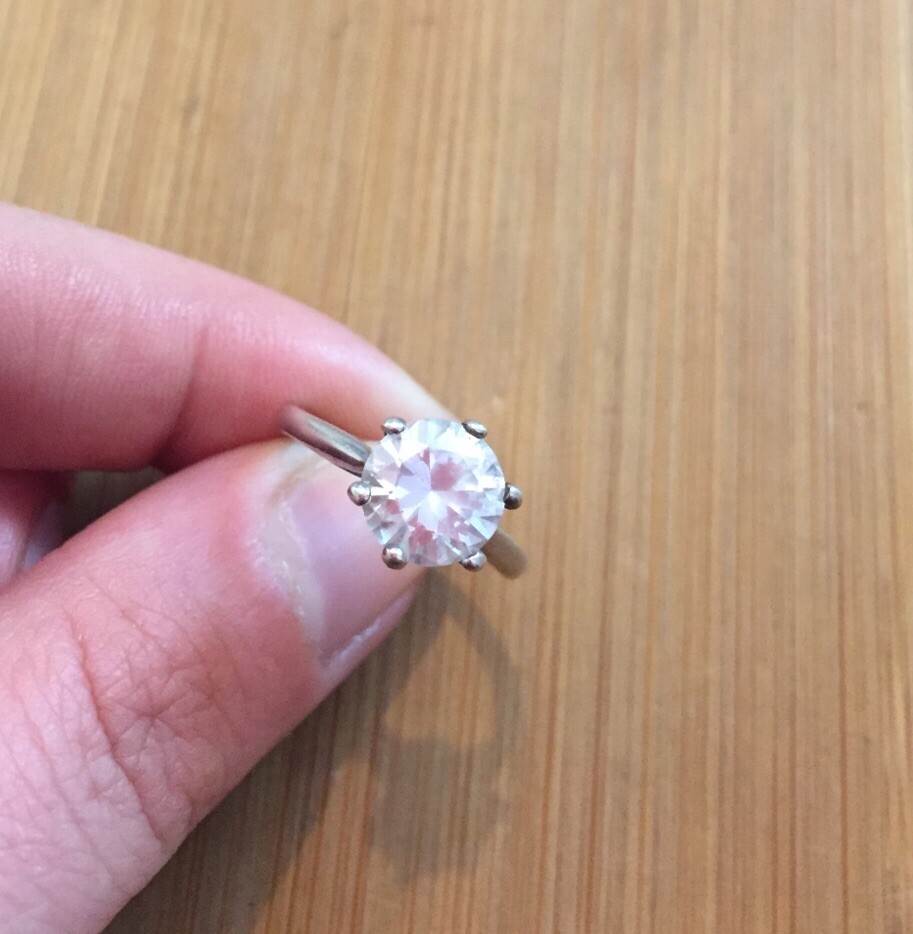 Large Crystal Solid Sterling Silver Solitaire 925… - image 1