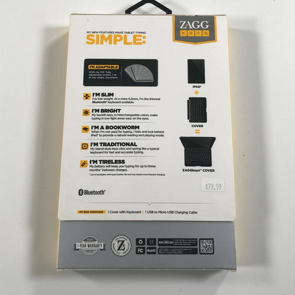 ZAGGkeys Quick Snap Magnetic Keyboard Cover for Apple iPad Mini 1 and 2 - Image 3 of 4