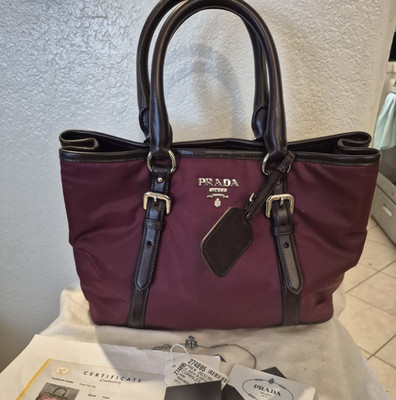  PRADA Granato Tessuto Nylon and Soft Calf Leather Satchel Bag BN1841