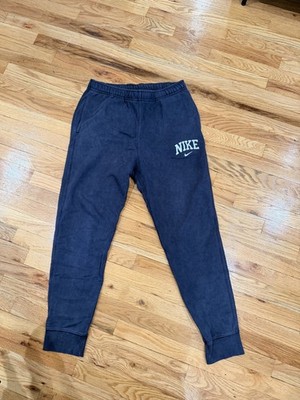 Nike Sweatpants Joggers L Navy NIKE Front Thigh Graphic Drawstring Cuffed