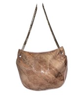 Vintage Genuine Snakeskin Patchwork Shoulder Bag Gold Chain Strap Exotic Leather