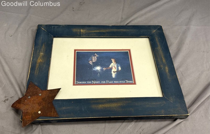 Jacki Neitzke Offset Lithograph Our Flag Was Still There Americana 17x12.5