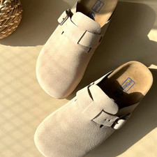 NEW Birkenstock Boston Unisex Taupe Suede Leather Soft Footbed Narrow Size 35-46