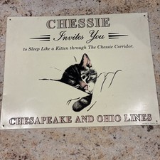 Vintage Chesapeake & Ohio Railroad (C & O)  ”Chessie” Metal Sign ￼