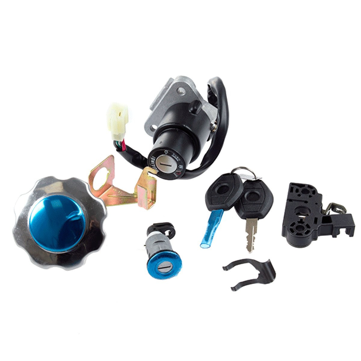 Lock Set Complete Black Durable Street Motorcycle LCKST020 Centre Console Unit