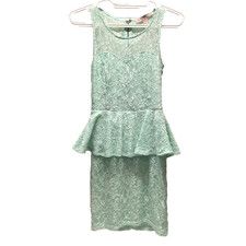 Forever 21 Dress Women's Small Mint Green Lace Peplum Sheath Sleeveless Party EC