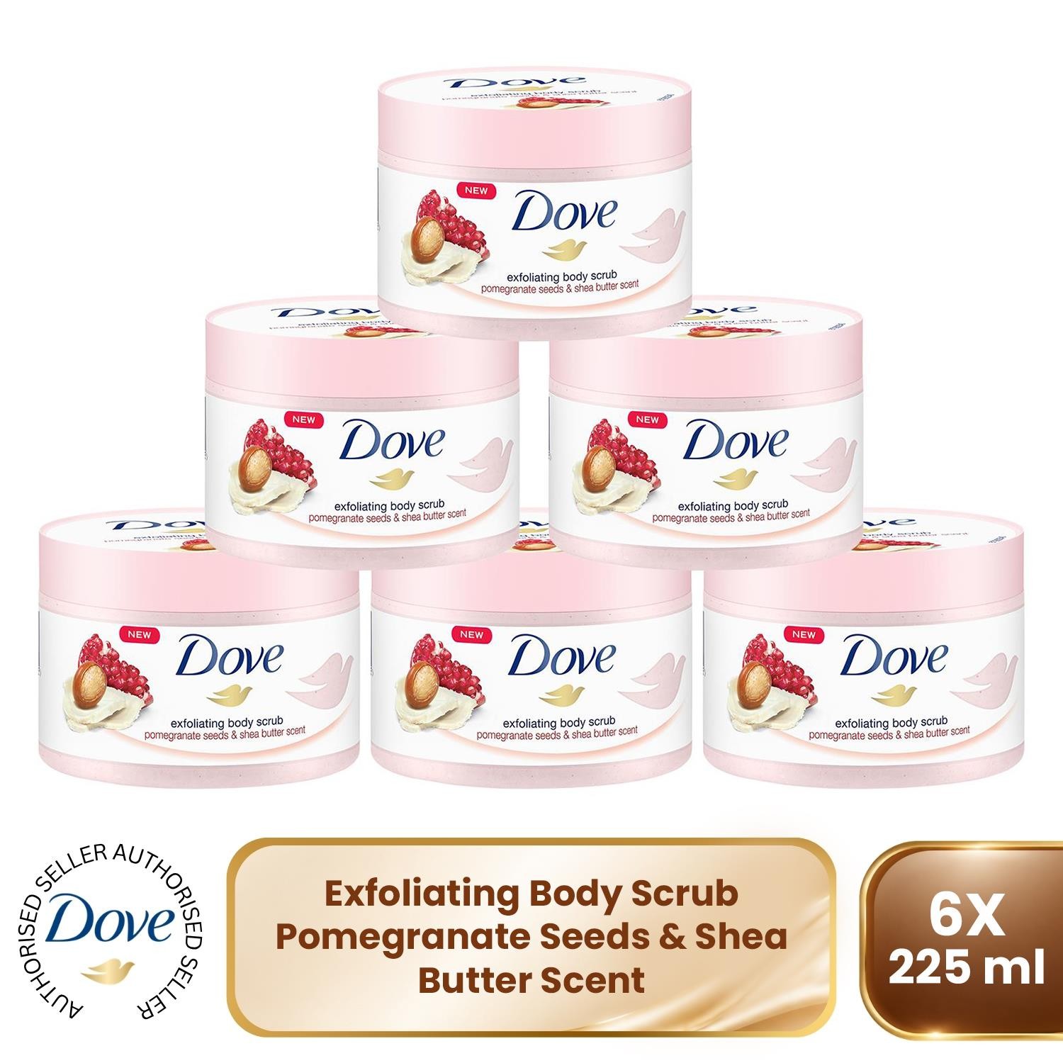 Dove Exfoliating Body Scrub With Pomegranate And Shea Butter Scent 225Ml 2 Pk - 2X225ml - Image 10