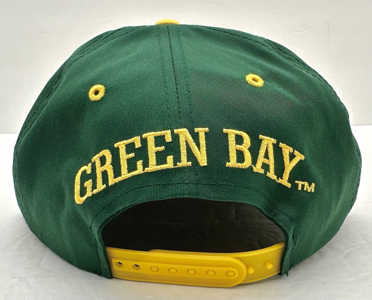 Vintage Logo Green Bay Packers NFL Snapback Hat Cap Green Yellow MINT