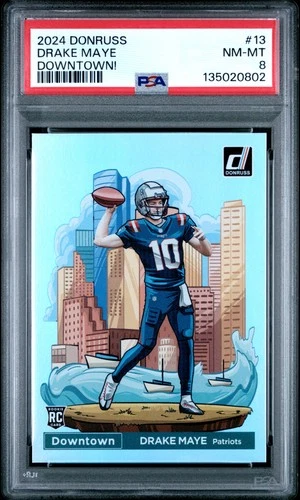 2024 PANINI DONRUSS DOWNTOWN! #13 DRAKE MAYE ROOKIE RC PSA 8