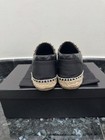 CHANEL WOMEN’S ESPADRILLES QUILTED BLACK LAMBSKIN, GOLD CHAIN SLIP ON SZ 39 NEW — photo 7