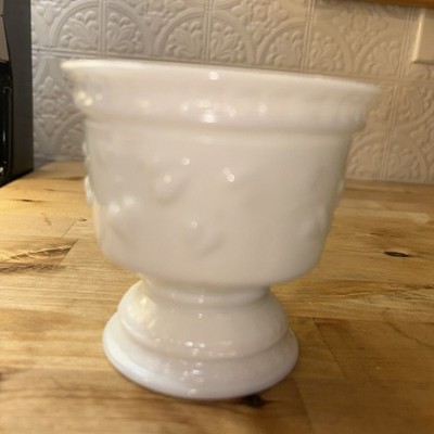 Vintage Milk Glass Compote Bowl 4'' Tall (small chip on inside lip see pics)