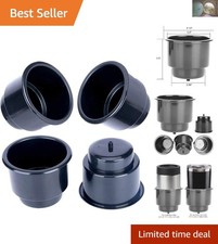Set Of 4 Stylish Black Recessed Cup Holders - Ideal For Cars And Marine Use