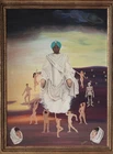 Surrealist dance of life, oil on board, signed by Belgian artist