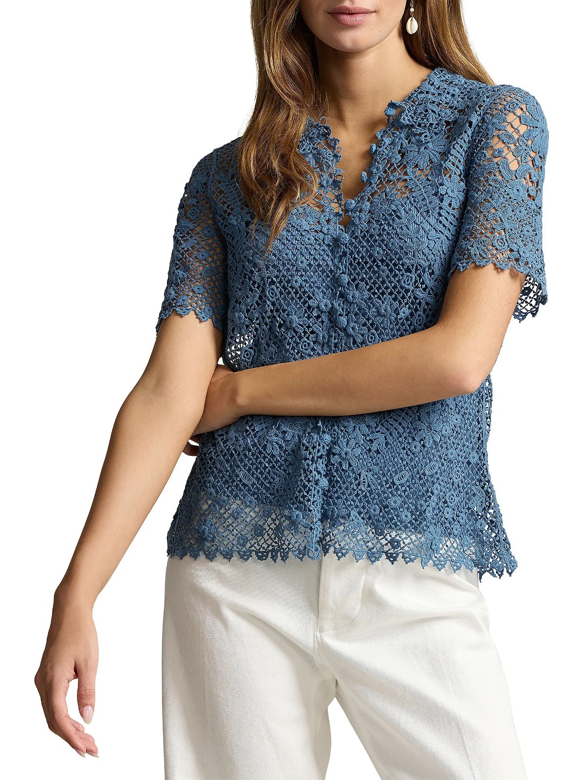 NWT Ralph Lauren Polo crochet top blouse shirt thumbnail 3